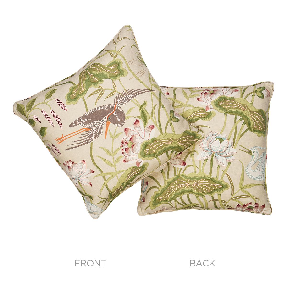 Schumacher Parchment 22" x 22" Lotus Garden Pillow