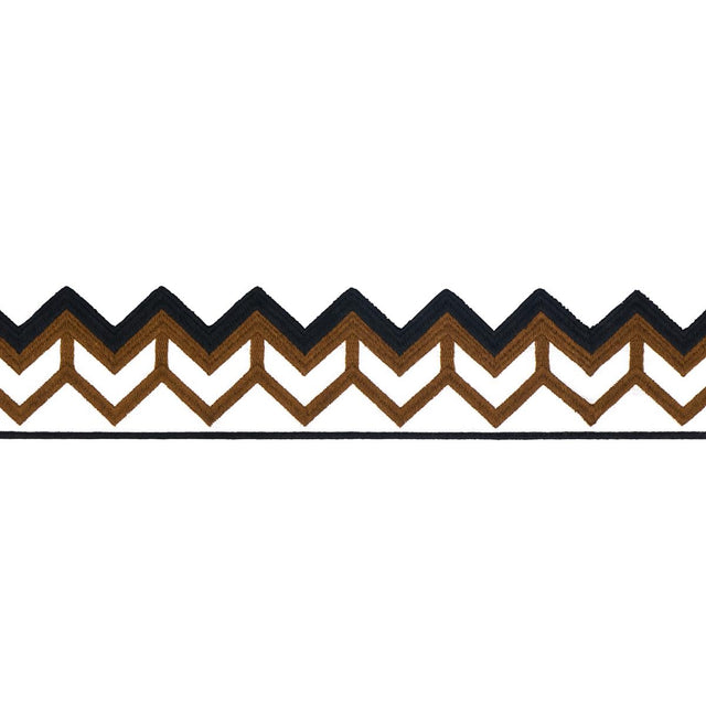 Schumacher Sparren Embroidered Tape Brown Trim