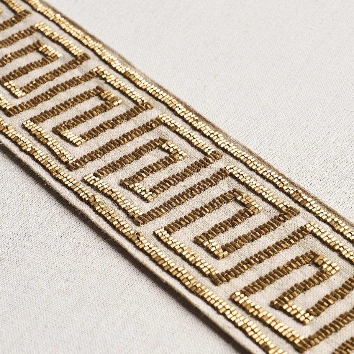 Schumacher Gold On Natural Delphi Beaded Tape