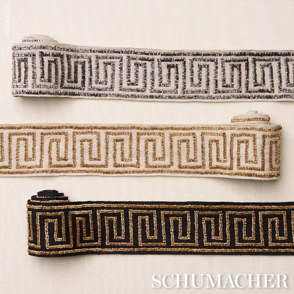 Schumacher Delphi Beaded Tape Gold On Natural Trim