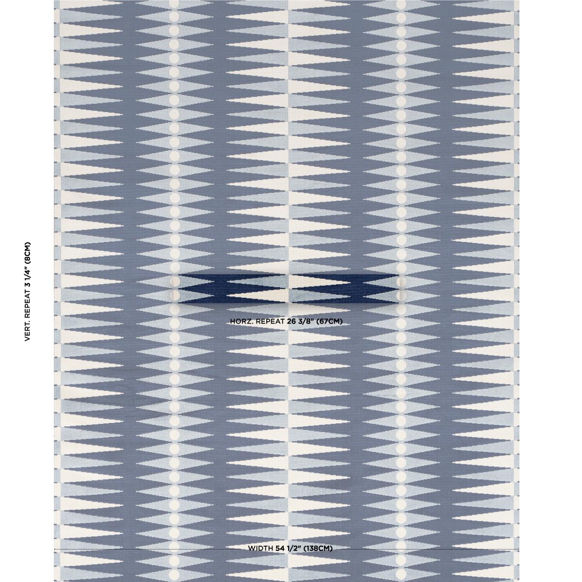 Schumacher Backgammon Cut Velvet Blue Fabric