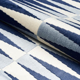 Schumacher Backgammon Cut Velvet Blue Fabric