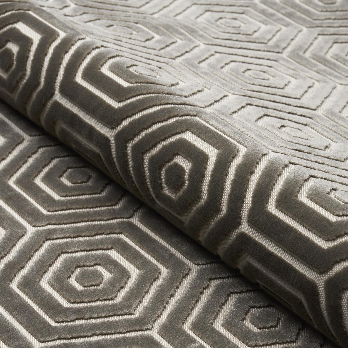 Schumacher Bees Knees Cut Velvet Grey Fabric