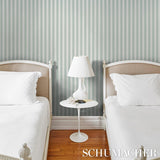 Schumacher Edwin Stripe Medium Eucalyptus Wallpaper