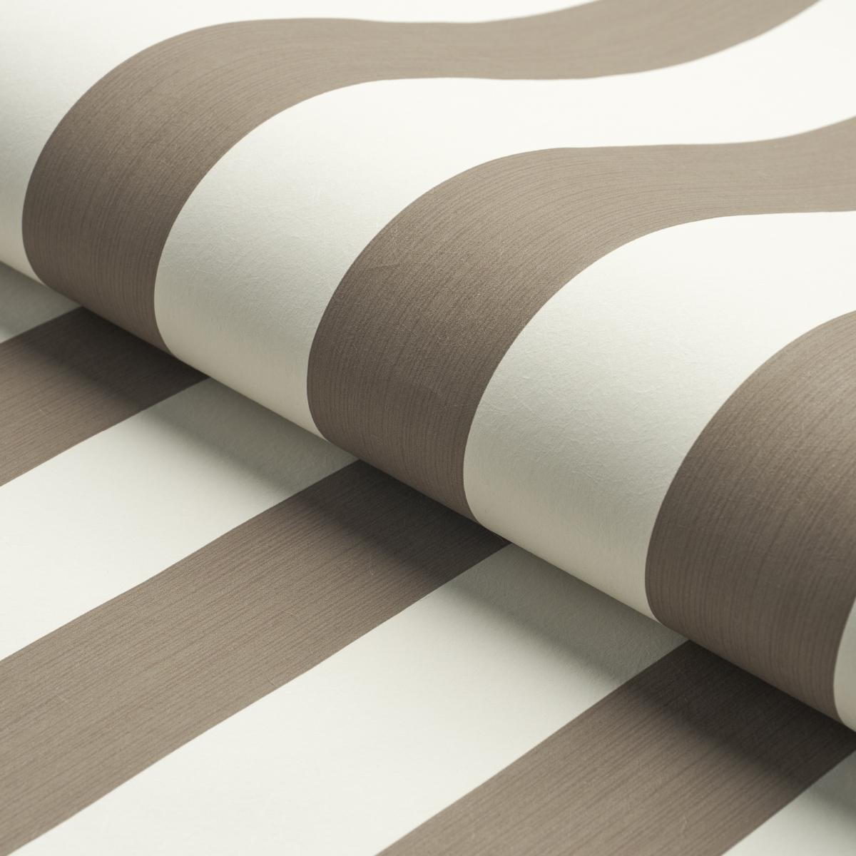 Schumacher Edwin Stripe Wide Mocha Wallpaper