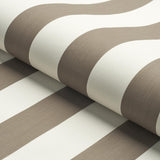 Schumacher Edwin Stripe Wide Mocha Wallpaper