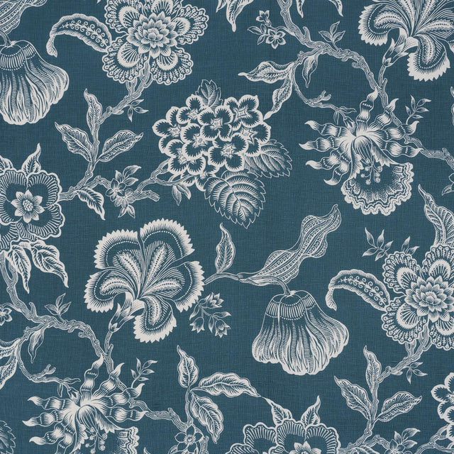 Schumacher Hothouse Flowers Silhouette Peacock Fabric