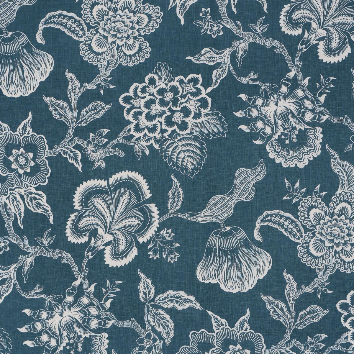 Schumacher Hothouse Flowers Silhouette Peacock Fabric