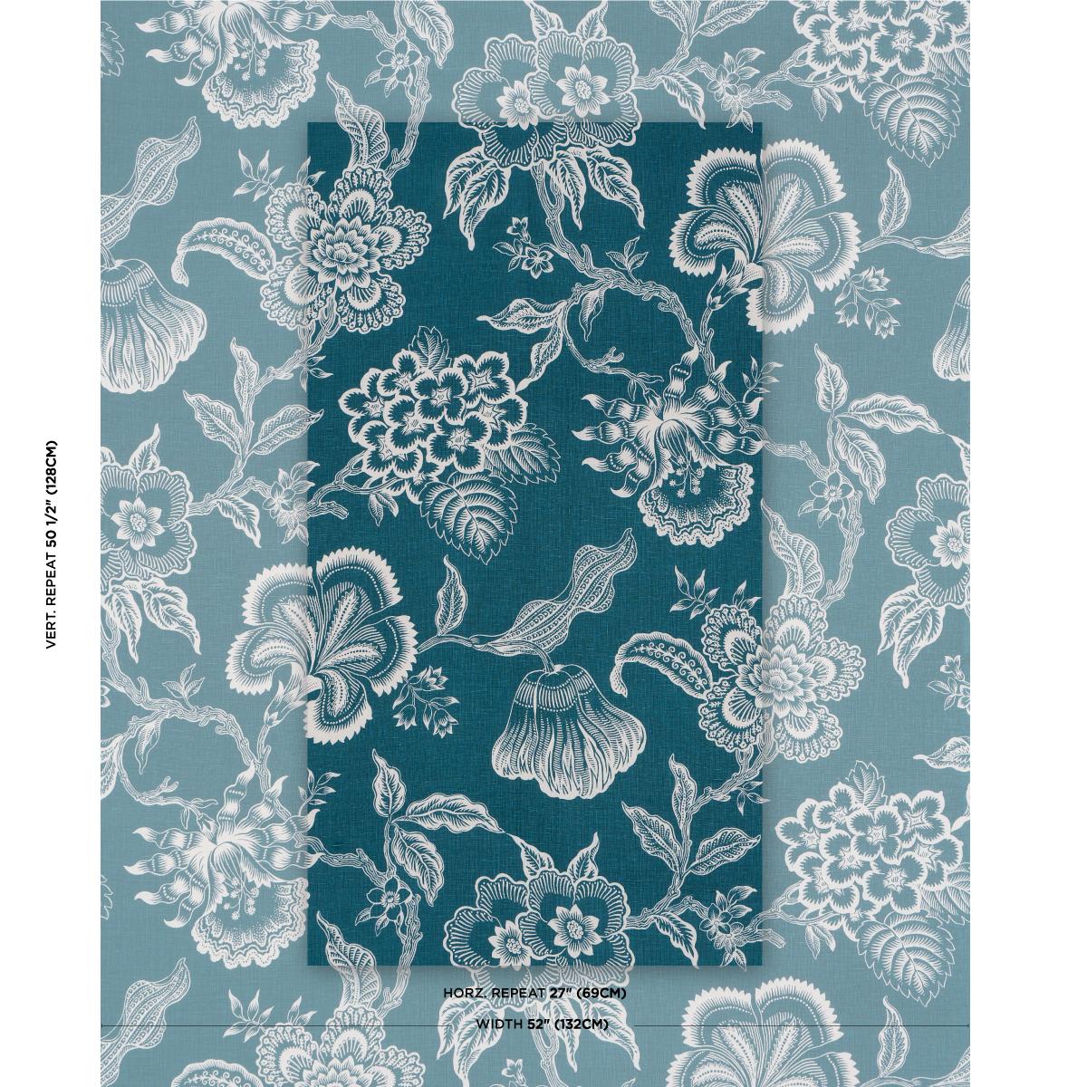 Schumacher Hothouse Flowers Silhouette Peacock Fabric