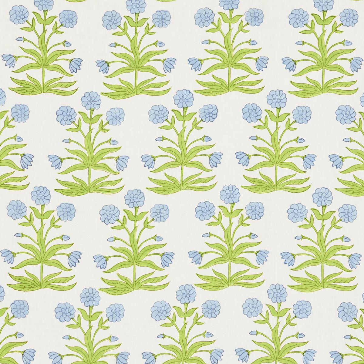 Schumacher Mughal Hand Block Print Sky Pistachio Fabric