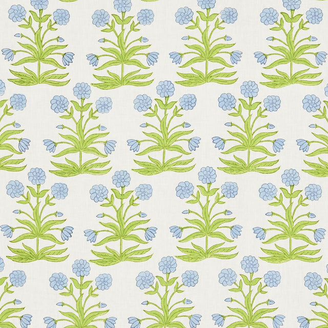 Schumacher Mughal Hand Block Print Sky Pistachio Fabric