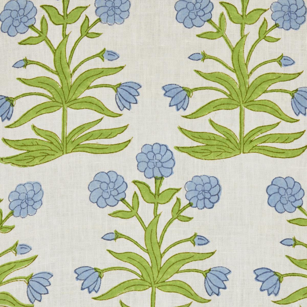 Schumacher Mughal Hand Block Print Sky Pistachio Fabric