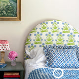 Schumacher Mughal Hand Block Print Sky Pistachio Fabric