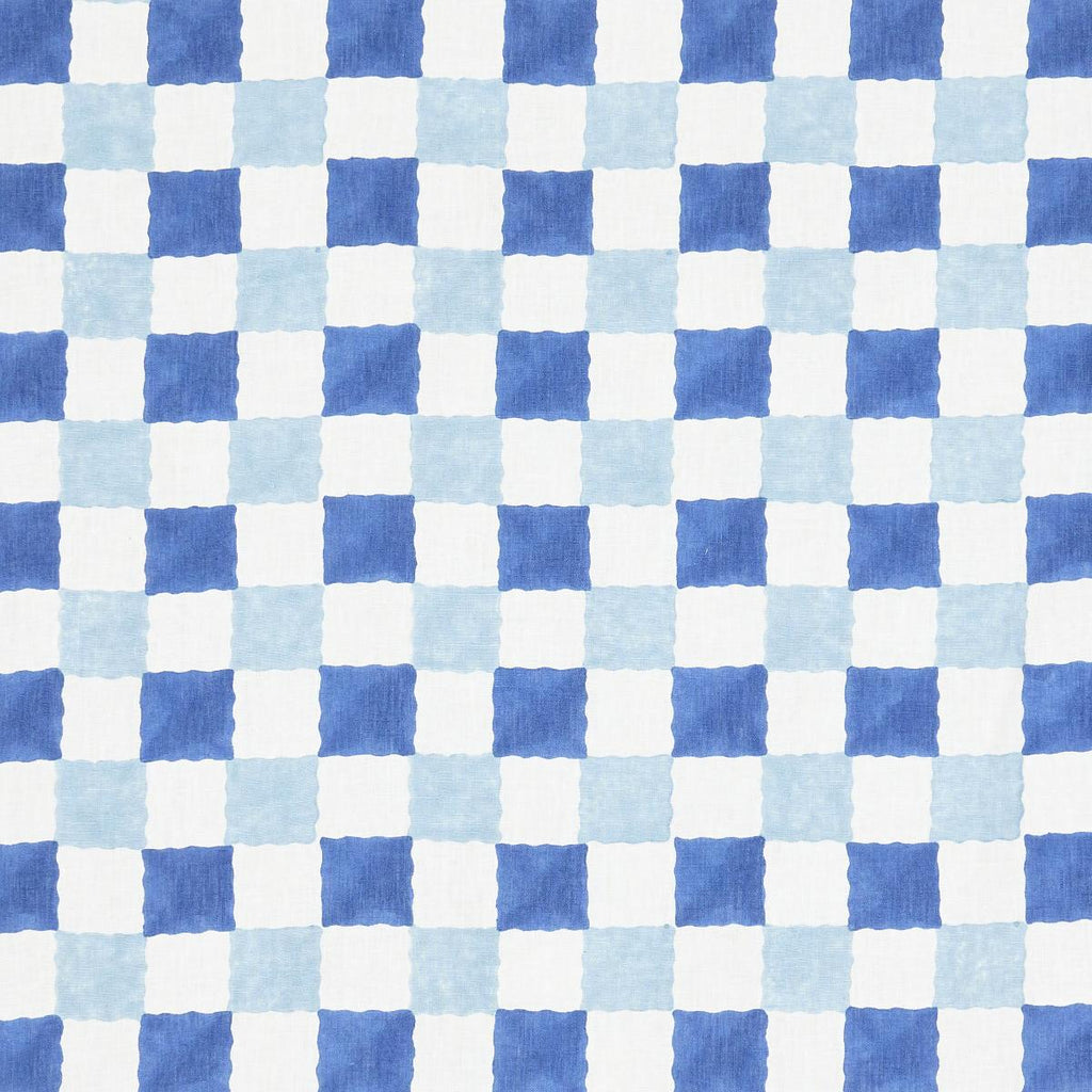 Schumacher Chequer Blue Fabric