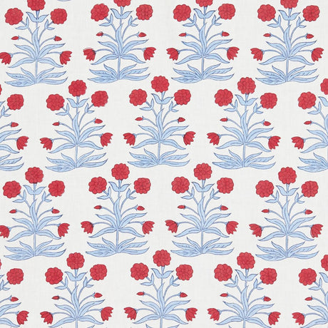 Schumacher Mughal Hand Block Print Crimson Sky Fabric