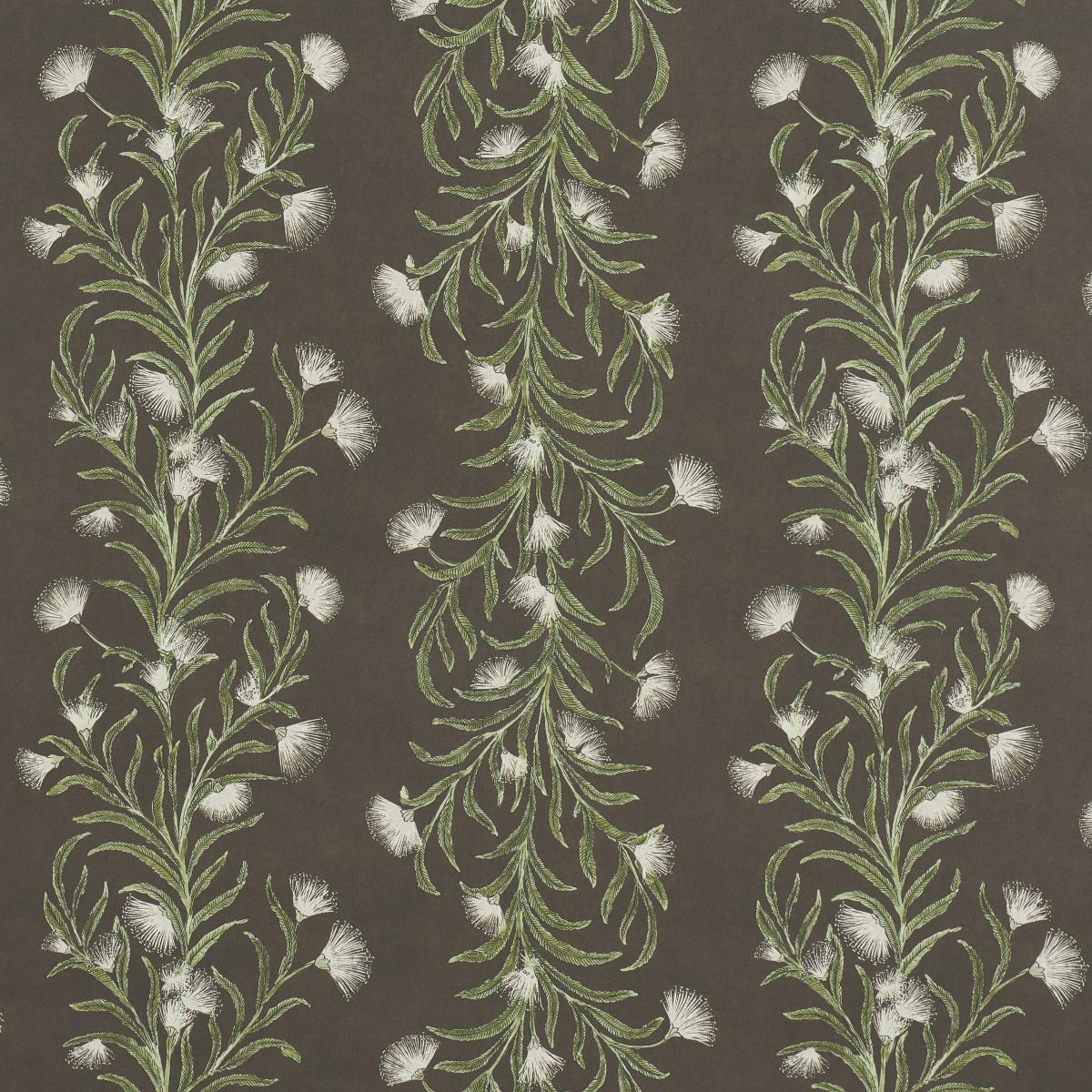 Schumacher Tasmanian Mimosa Brown &Green Wallpaper