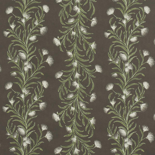 Schumacher Tasmanian Mimosa Brown &Green Wallpaper