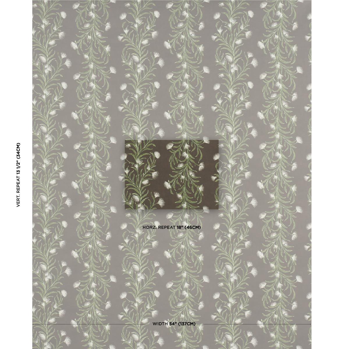 Schumacher Tasmanian Mimosa Brown &Green Wallpaper