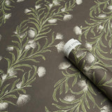 Schumacher Tasmanian Mimosa Brown &Green Wallpaper
