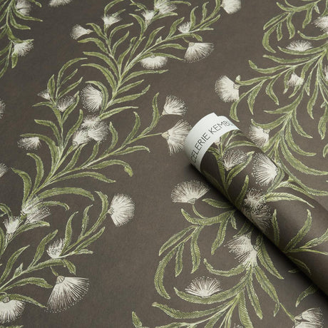 Schumacher Tasmanian Mimosa Brown &Green Wallpaper