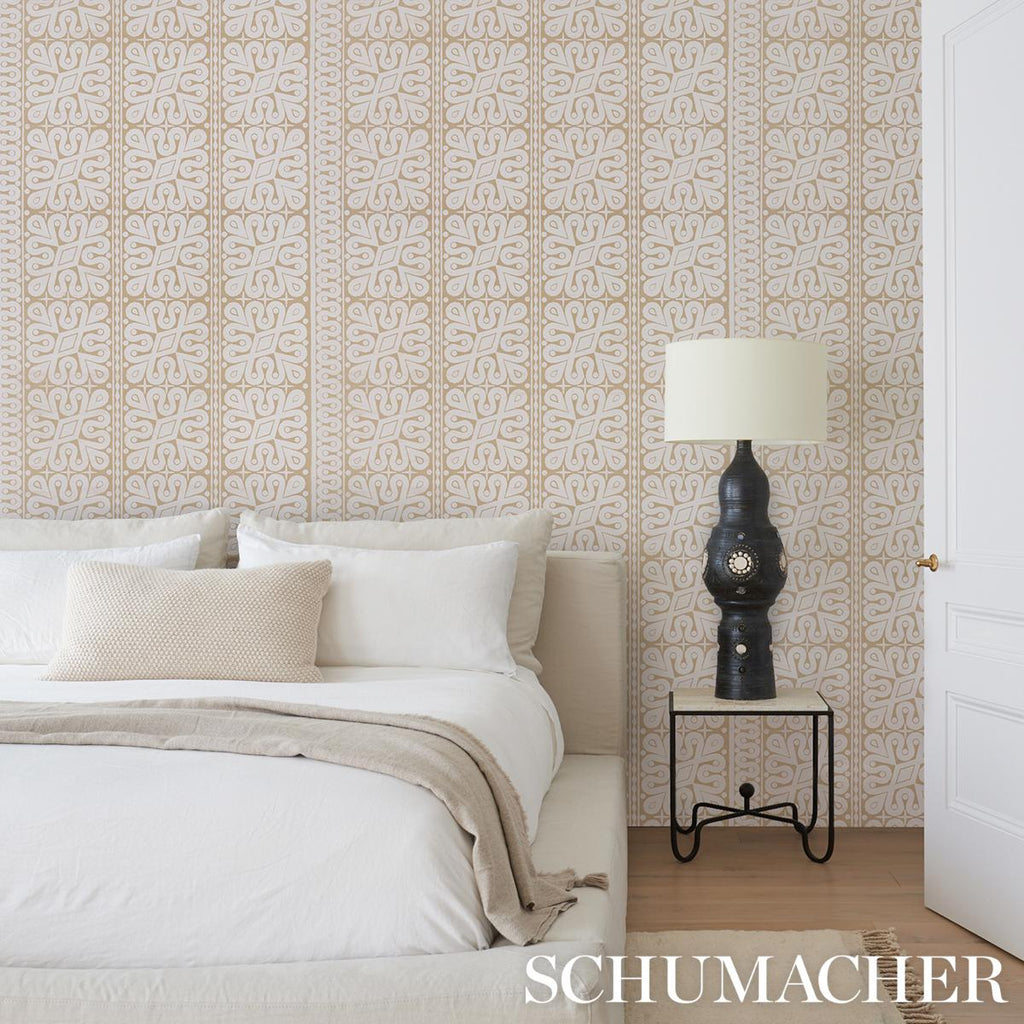 Schumacher Borneo Grasscloth White Wallpaper