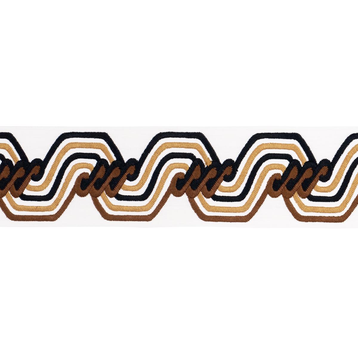 Schumacher Brown The Twist Embroidered Tape