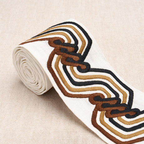 Schumacher Brown The Twist Embroidered Tape
