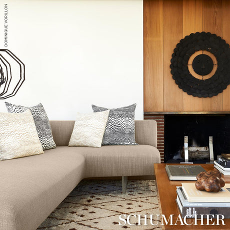 Schumacher Black 20" x 20" Ink Wave Print I/O Pillow