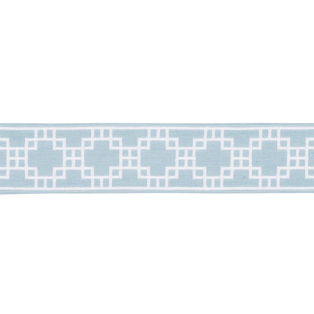Schumacher Squared Away Trellis Tape Sky Trim