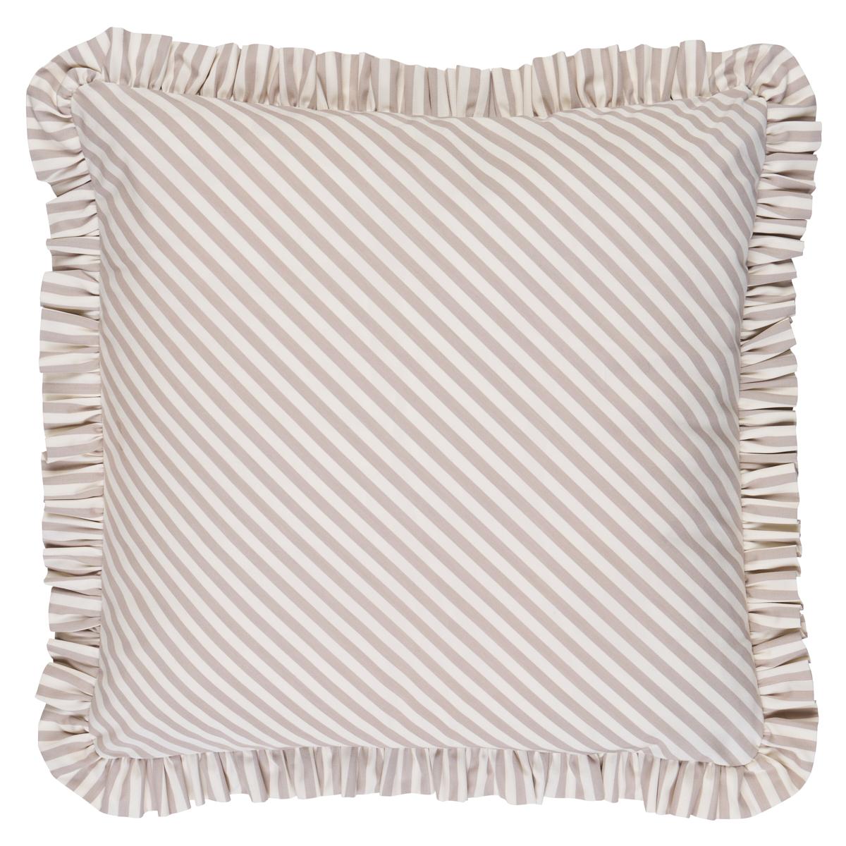 Schumacher Taupe 18" x 18" Brigitte Stripe Pillow