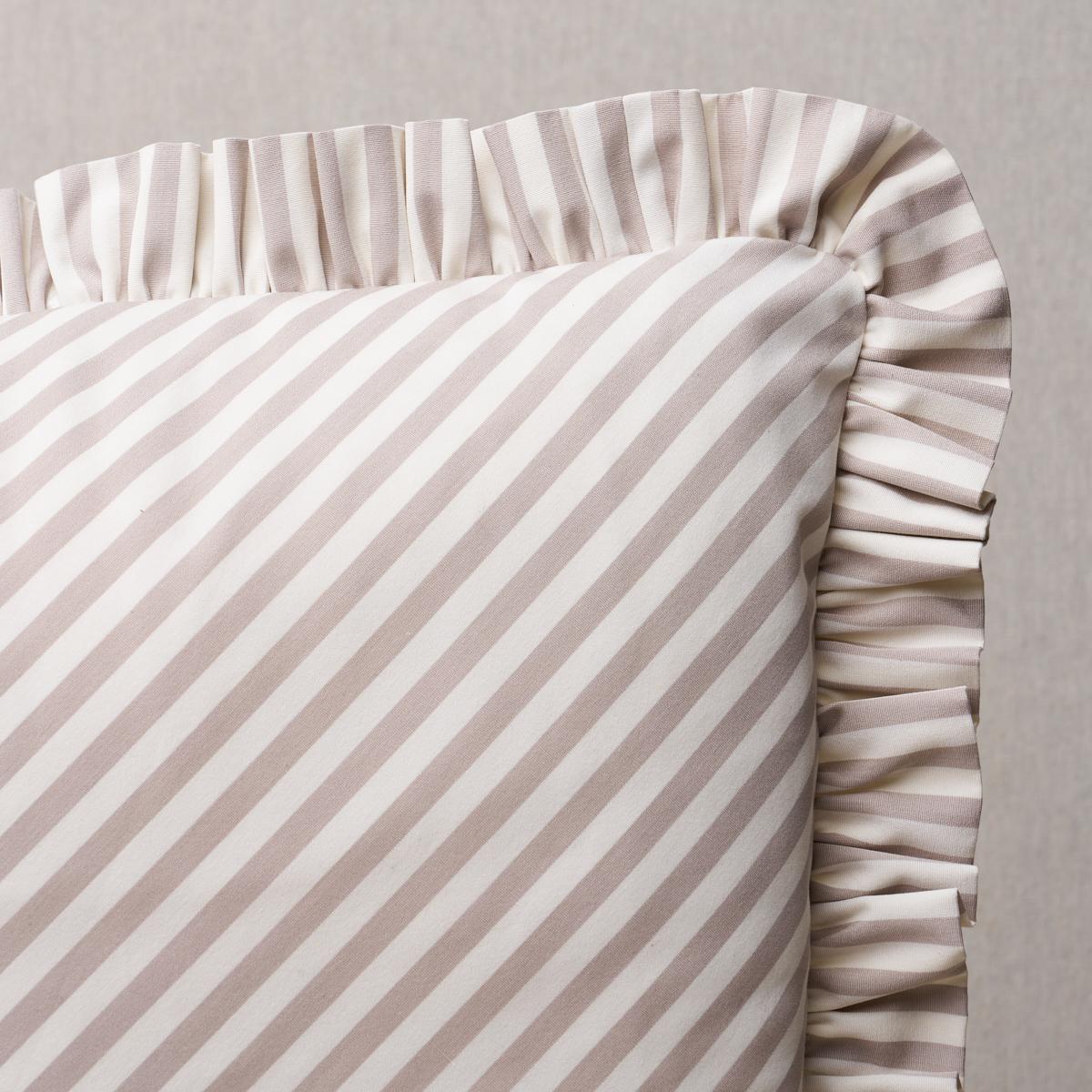 Schumacher Taupe 18" x 18" Brigitte Stripe Pillow