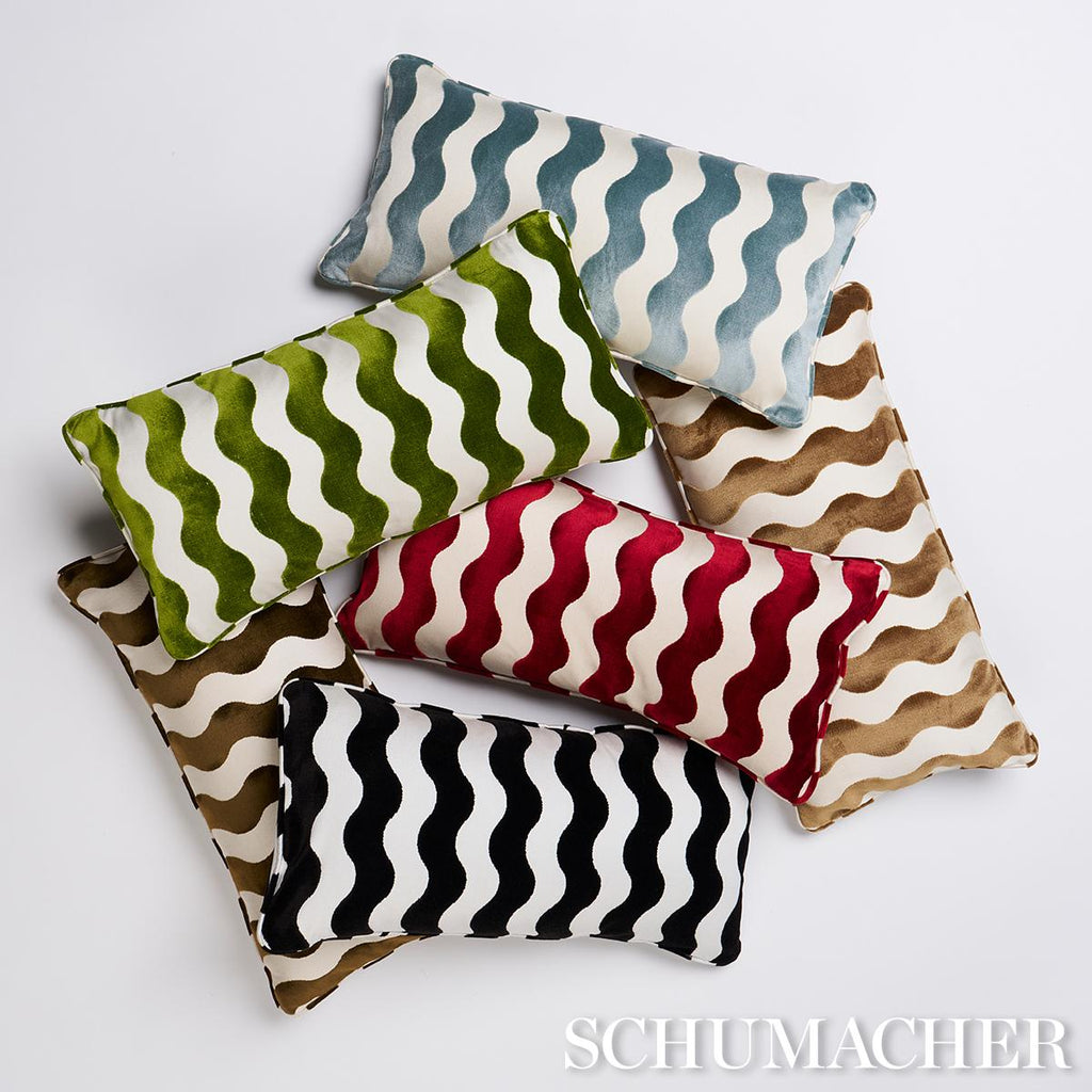 Schumacher The Wave Chocolate 24" x 12" Pillow