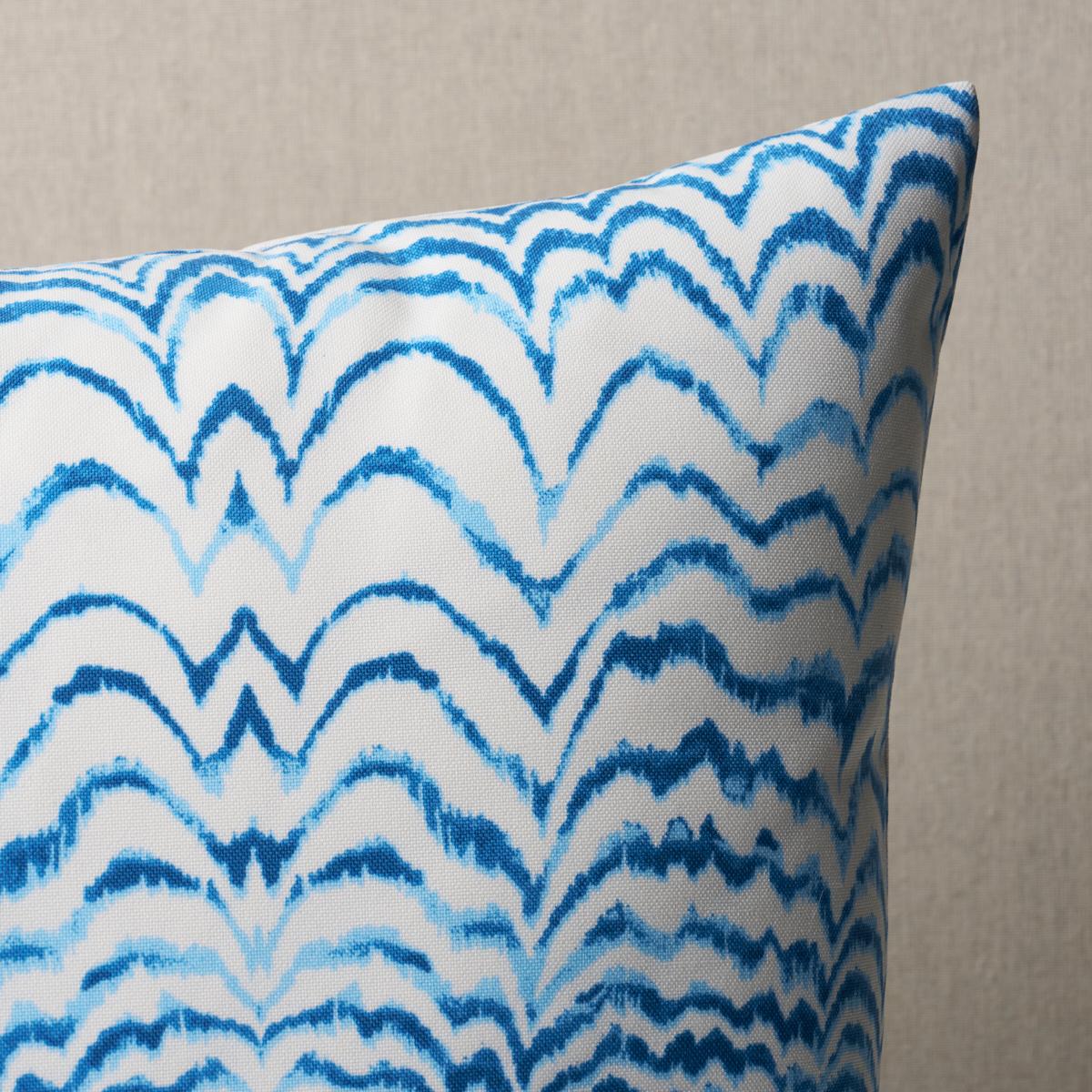 Schumacher Indigo 22" x 22" Ink Wave Print I/O Pillow
