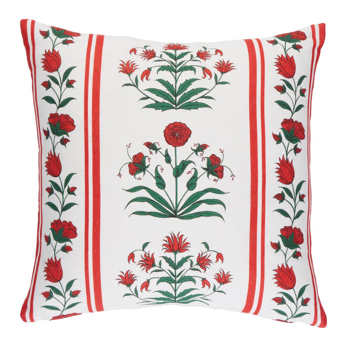 Schumacher Red 18" x 18" Royal Poppy Stripe Pillow
