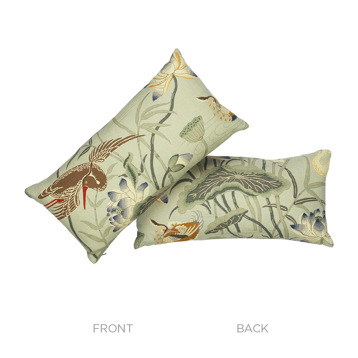 Schumacher Aqua 24" x 12" Lotus Garden Pillow