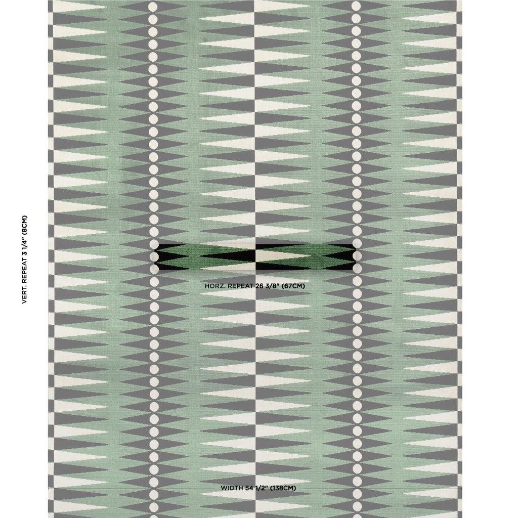 Schumacher Backgammon Cut Velvet Green Fabric
