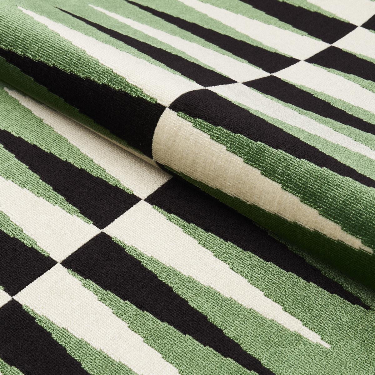 Schumacher Backgammon Cut Velvet Green Fabric
