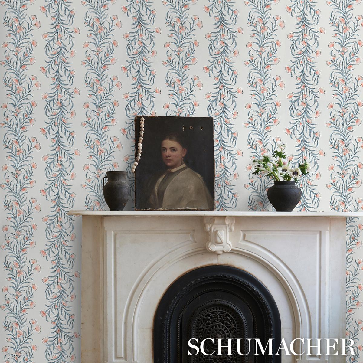 Schumacher Tasmanian Mimosa Pink & Grey Wallpaper