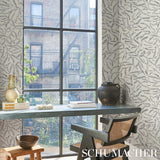 Schumacher Leaf Bloom Charcoal Wallpaper