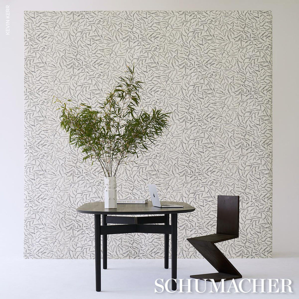 Schumacher Leaf Bloom Charcoal Wallpaper