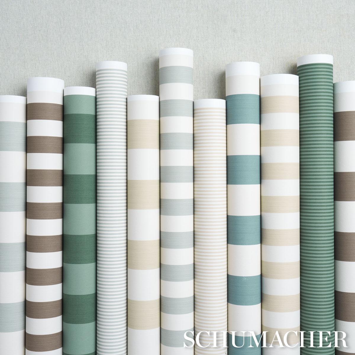 Schumacher Edwin Stripe Narrow Eucalyptus Wallpaper