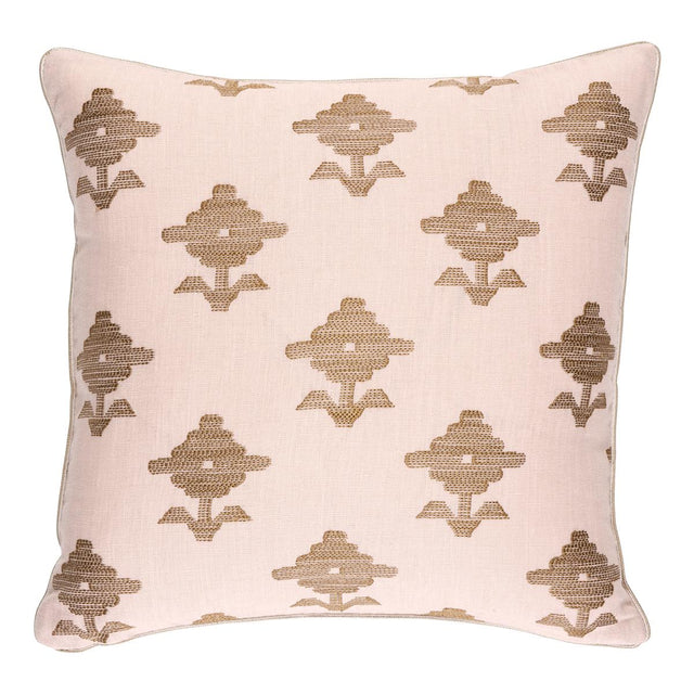 Schumacher Blush 18" x 18" Rubia Embroidery Pillow