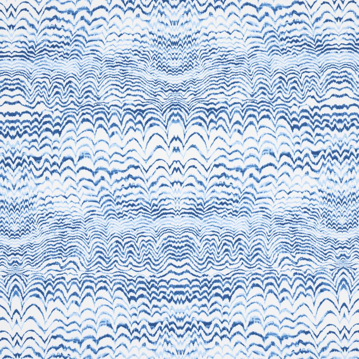 Schumacher Ink Wave Print Indoor/Outdoor Indigo Fabric