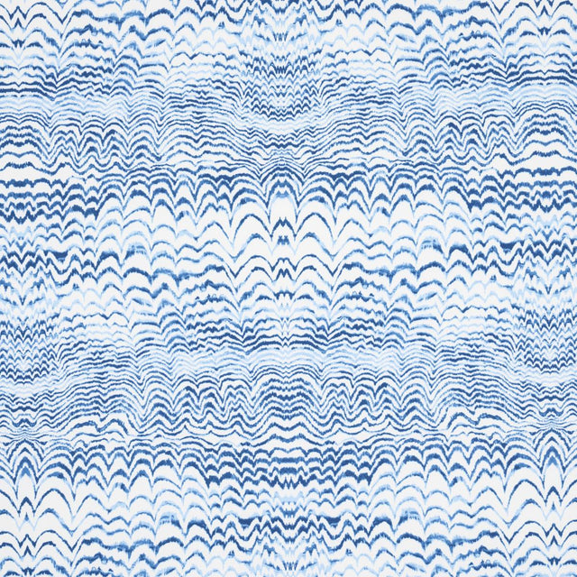 Schumacher Ink Wave Print Indoor/Outdoor Indigo Fabric