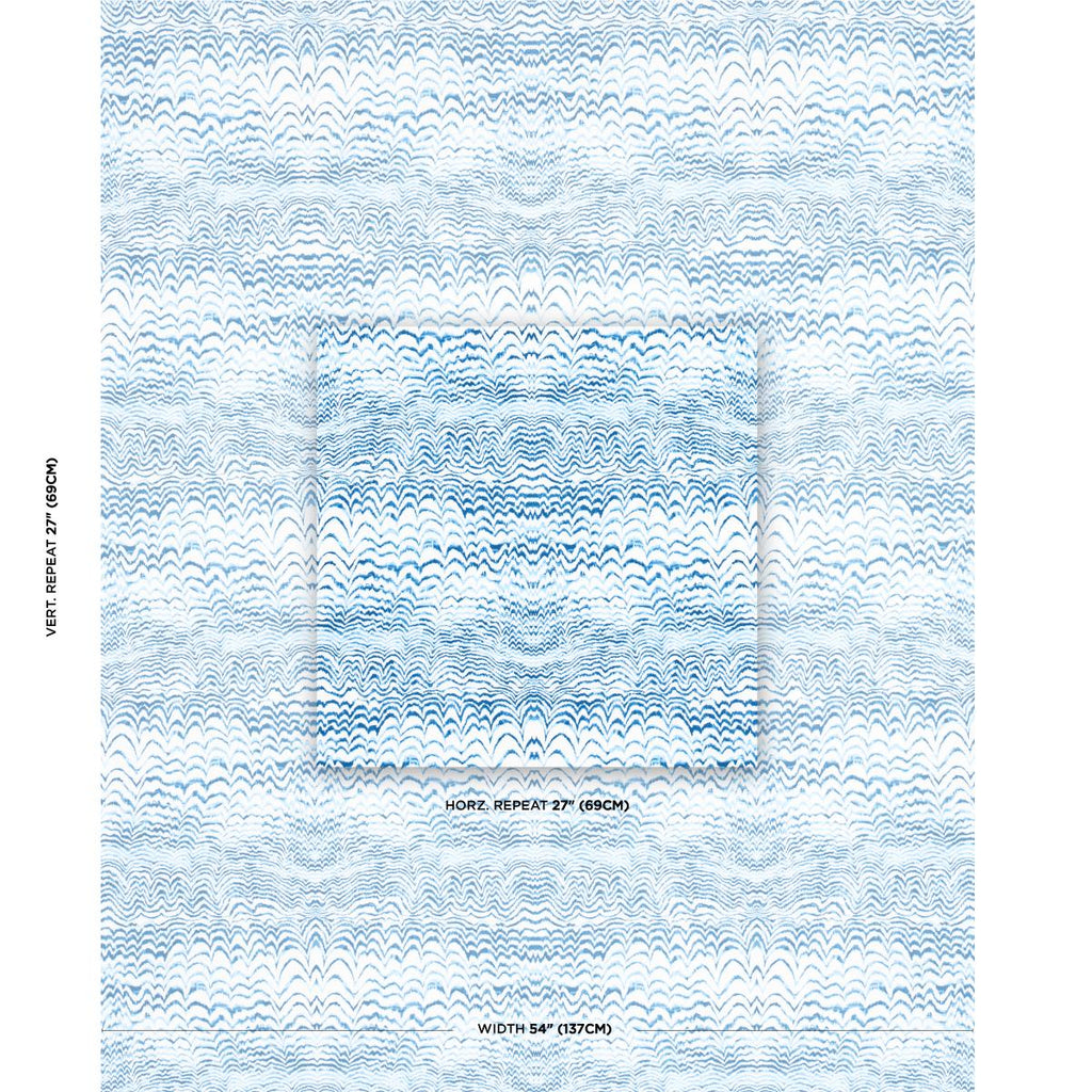 Schumacher Ink Wave Print Indoor/Outdoor Indigo Fabric