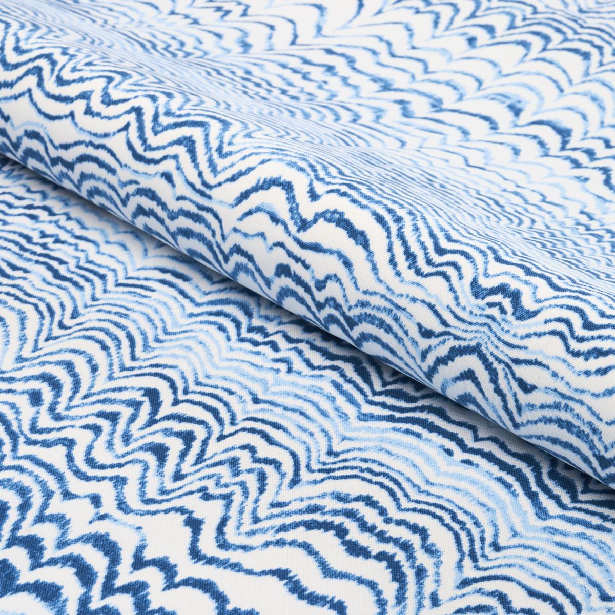 Schumacher Ink Wave Print Indoor/Outdoor Indigo Fabric