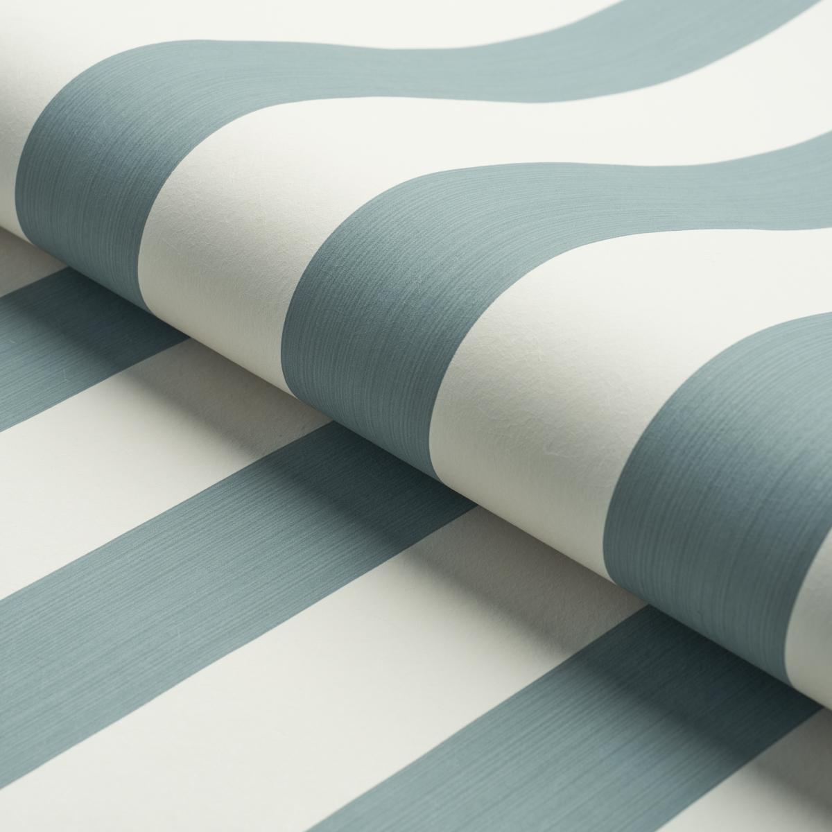 Schumacher Edwin Stripe Wide Teal Wallpaper
