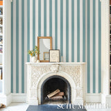 Schumacher Edwin Stripe Wide Teal Wallpaper