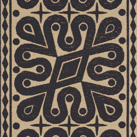 Schumacher Borneo Grasscloth Black Wallpaper