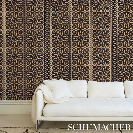 Schumacher Borneo Grasscloth Black Wallpaper
